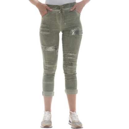 21010 VERA MAY KHAKI ITALIAN LINEN PANT
