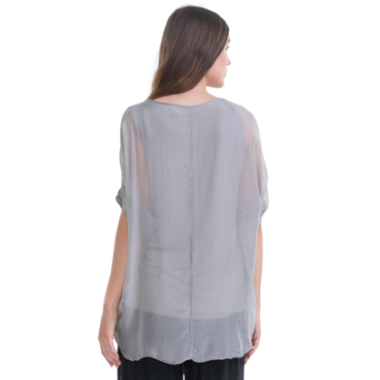 VERA MAY TAUPE ITALIAN SILK TOP 16112