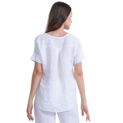 2264 WHITE ITALIAN LINEN TOP