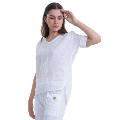 2264 WHITE ITALIAN LINEN TOP