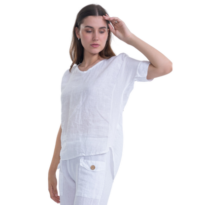 2264 WHITE ITALIAN LINEN TOP