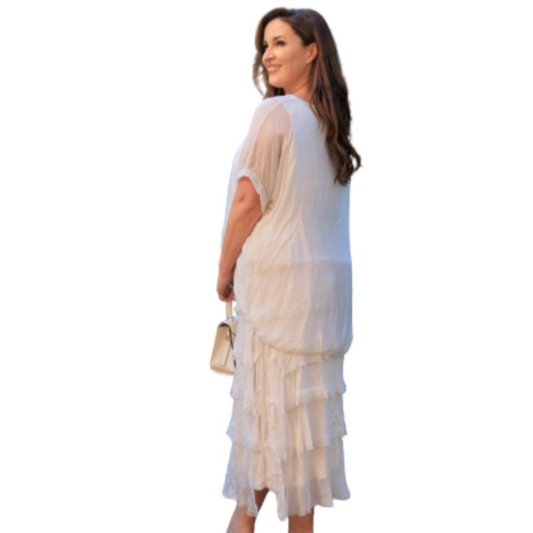 VERA MAY CHAMPAGNE ITALIAN SILK DRESS 2388
