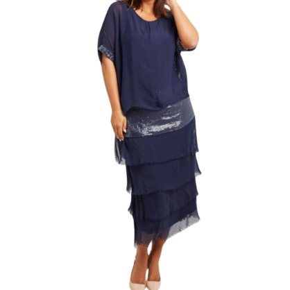 VERA MAY NAVY ITALIAN SILK DRESS 7261
