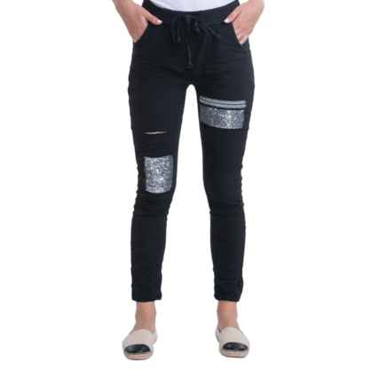 24131 VERA MAY BLACK ITALIAN LINEN PANT