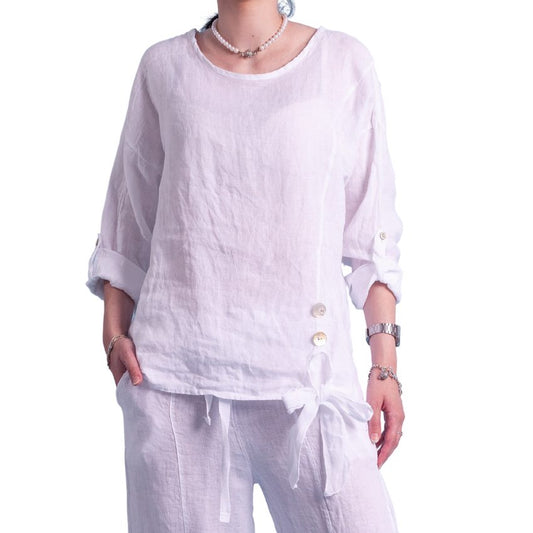 Vera May Italian Linen White Top 2538
