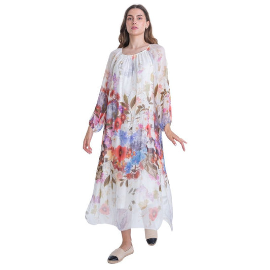 VERA MAY WHITE ITALIAN SILK DRESS 2555B