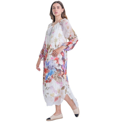 VERA MAY WHITE ITALIAN SILK DRESS 2555B