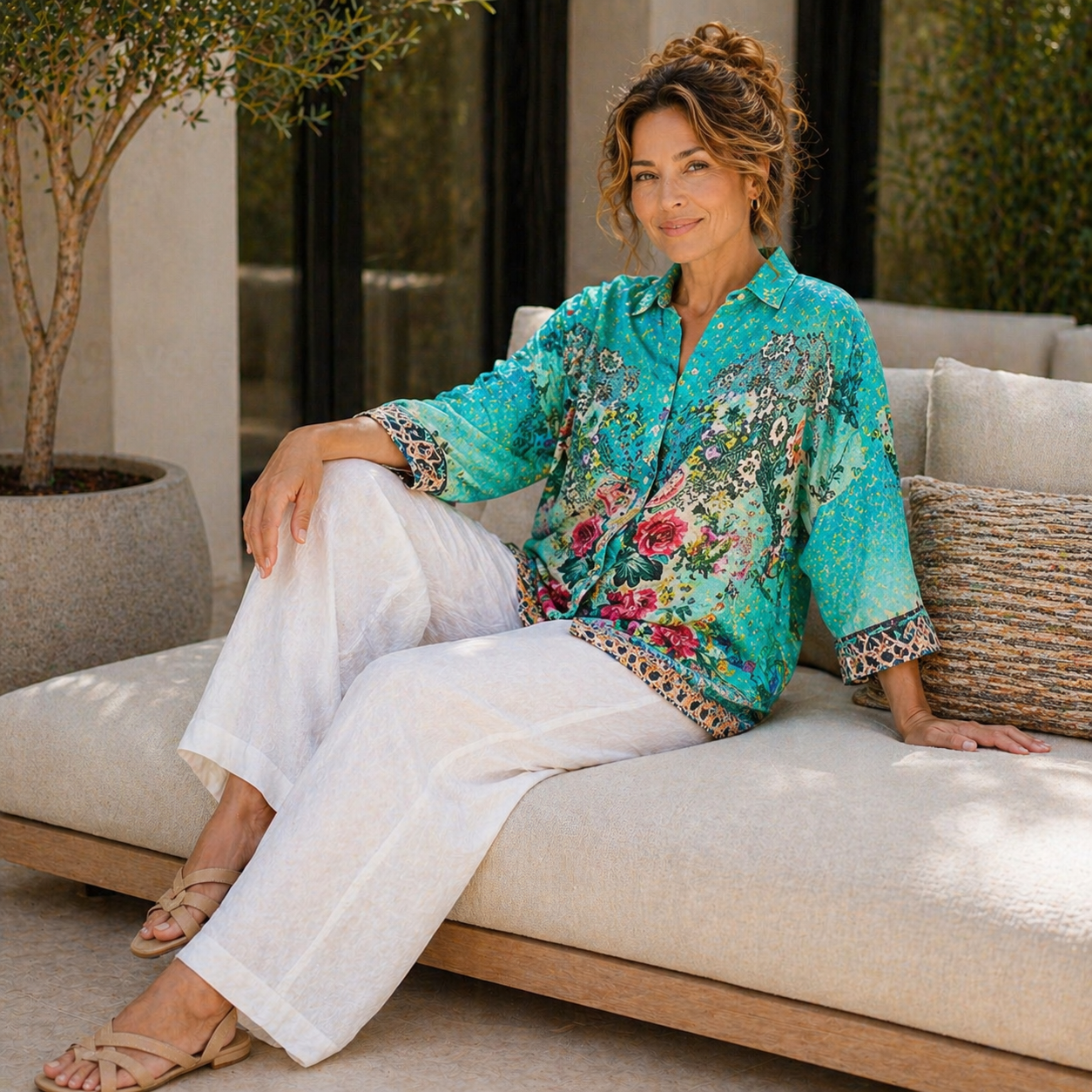 Vera May Emily Rose blue viscose top 2592-1305B model