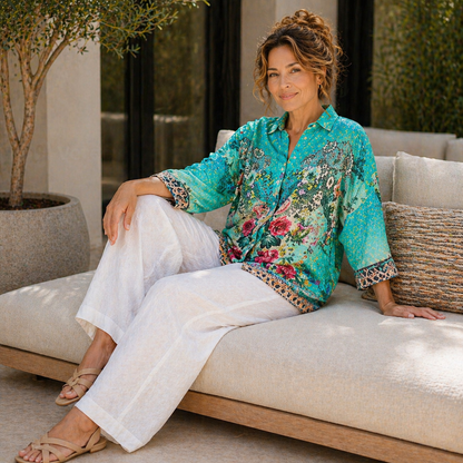 Vera May Emily Rose blue viscose top 2592-1305B model