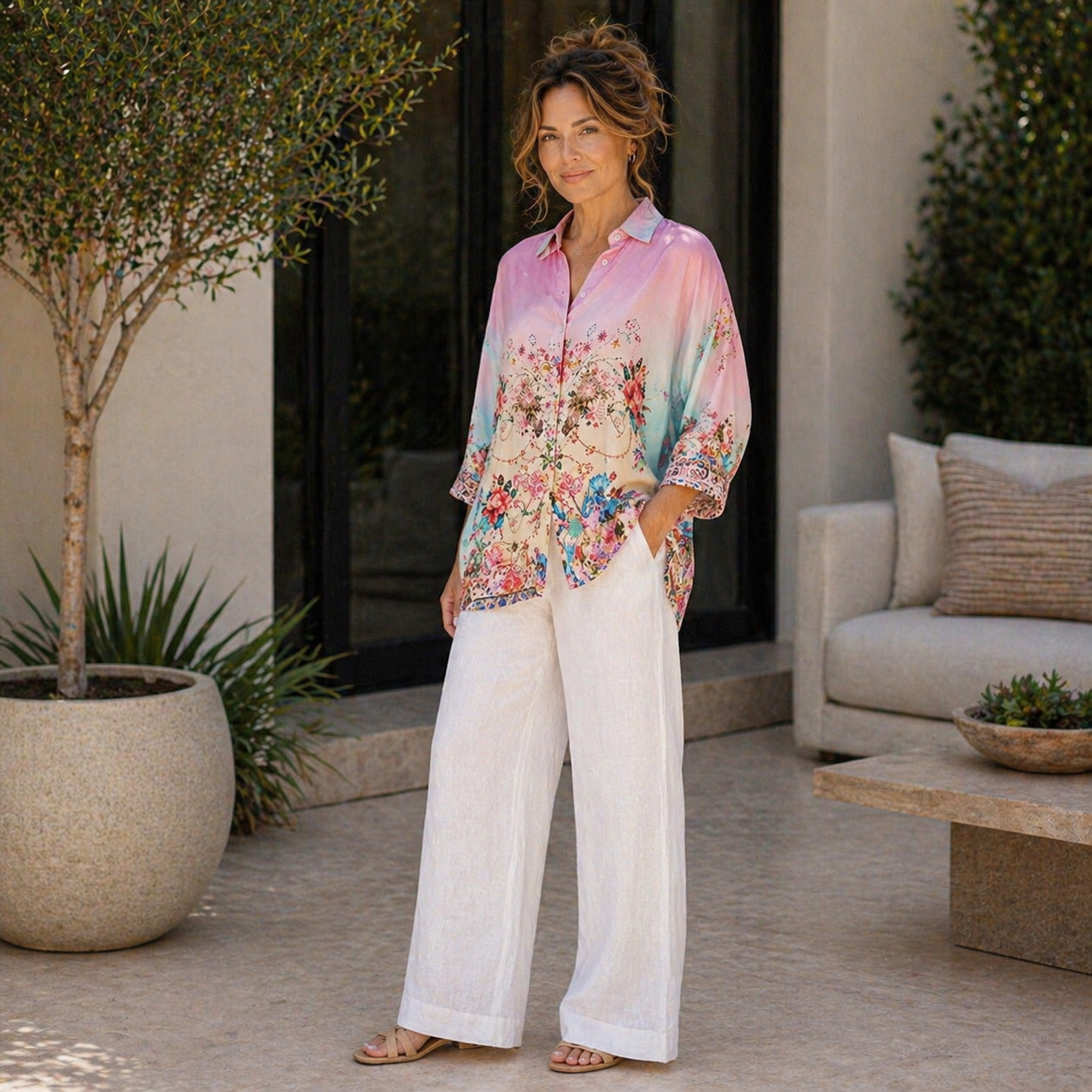 Vera May Emily Rose pink viscose top 2592-SM1296B