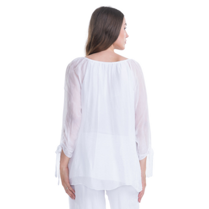 VERA MAY WHITE ITALIAN SILK TOP 2617