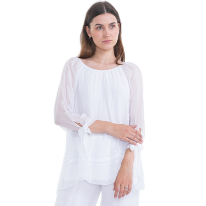 VERA MAY WHITE ITALIAN SILK TOP 2617