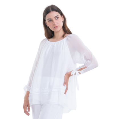 VERA MAY WHITE ITALIAN SILK TOP 2617