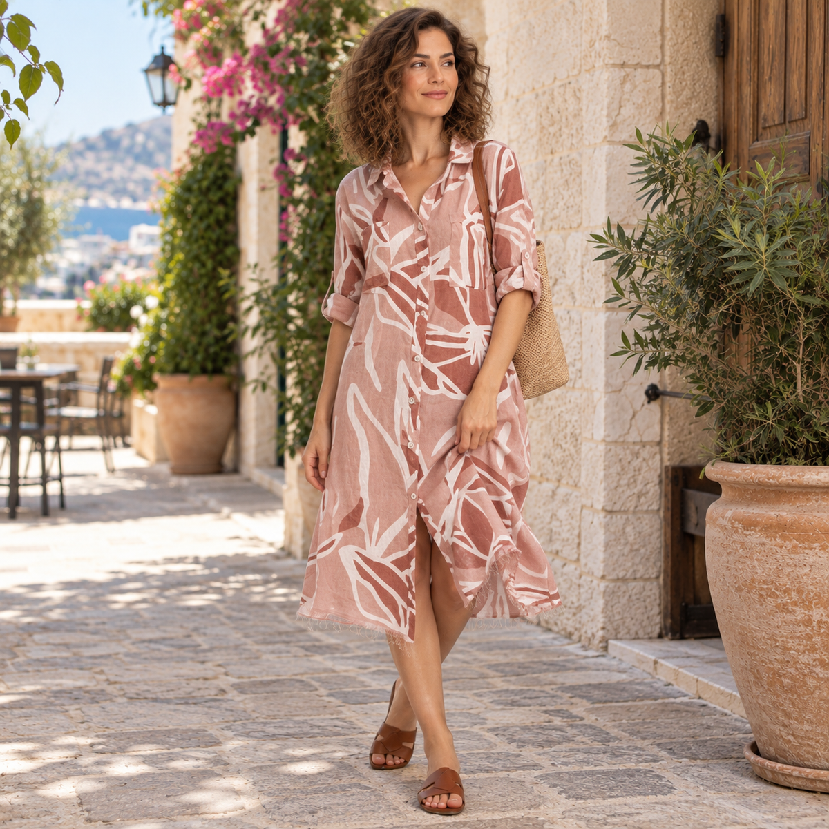 2706 PINK ITALIAN LINEN DRESS