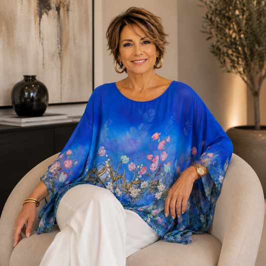 Vera May blue Italian silk top 278013