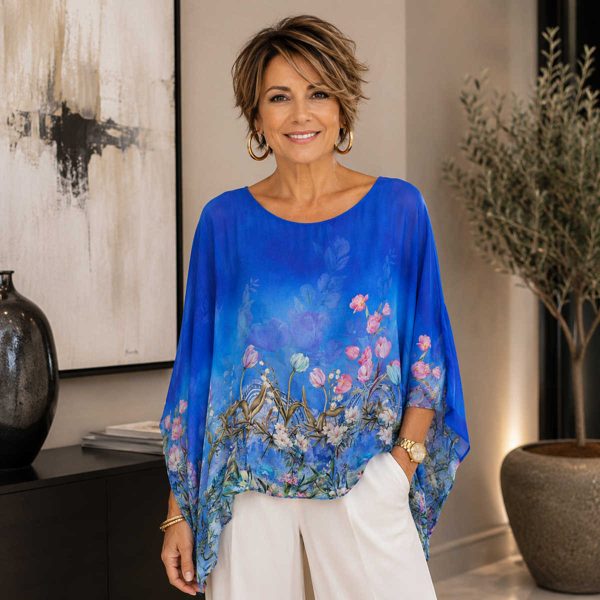 Vera May blue Italian silk top 278013