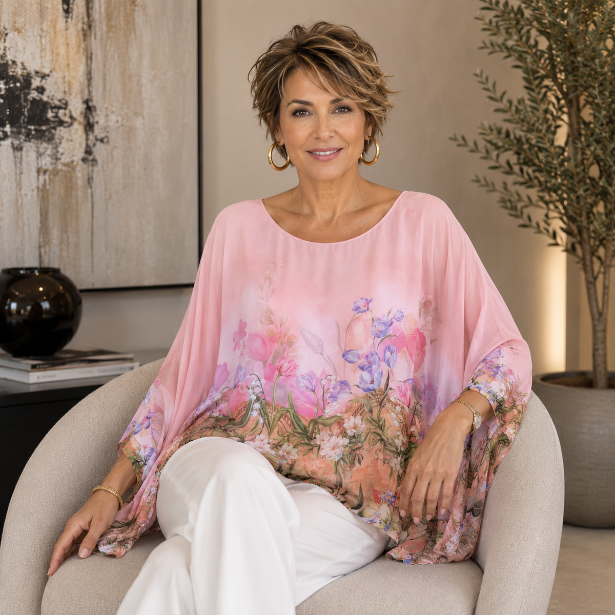 Vera May rose Italian silk top 278013