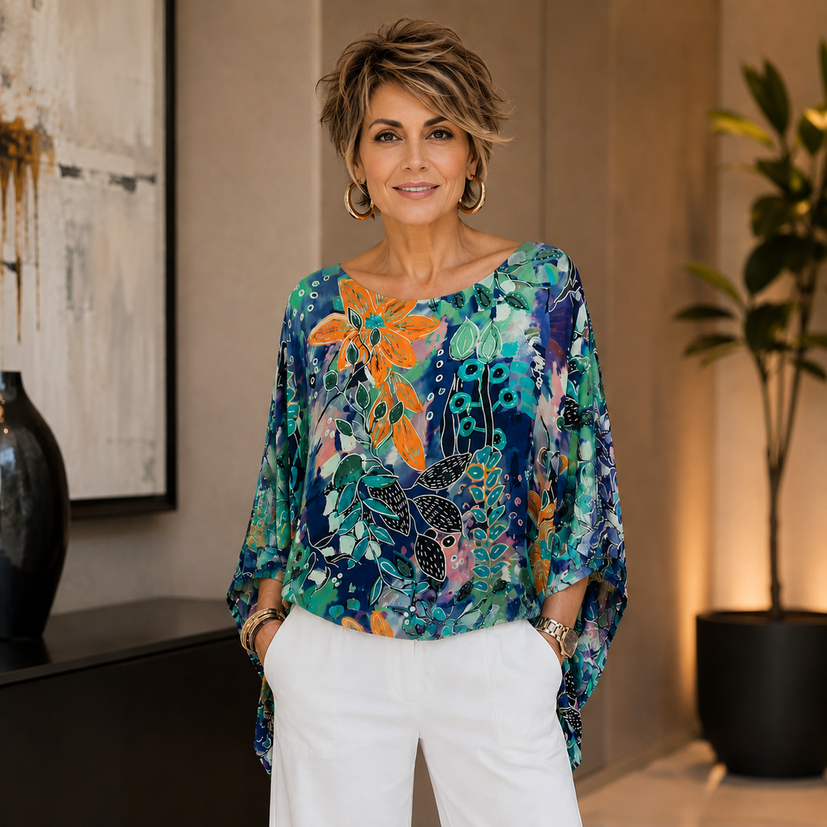 Vera May blue Italian silk top 278015