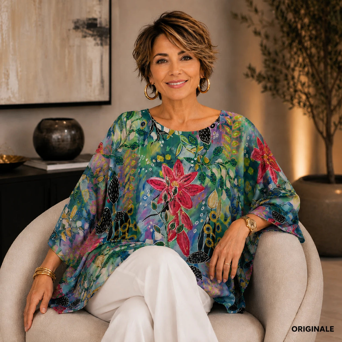 Vera May teal Italian silk top 278015