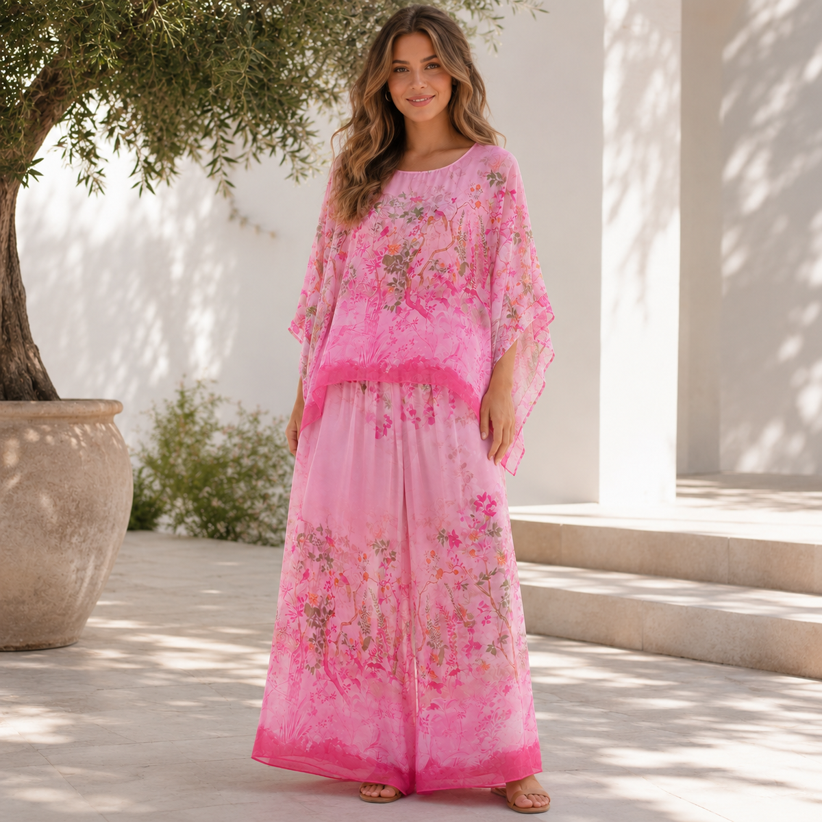 Vera May fuchsia Italian silk co-ord set 278033/611133