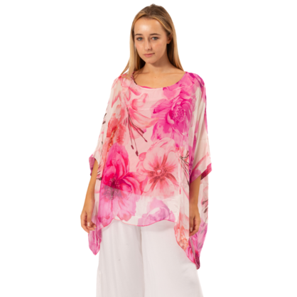 VERA MAY 2780-3 FUXIA ITALIAN SILK TOP