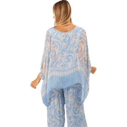 VERA MAY 2780-5 CELESTE BLUE ITALIAN SILK TOP