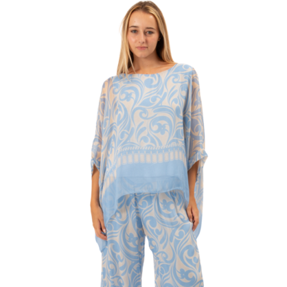 VERA MAY 2780-5 CELESTE BLUE ITALIAN SILK TOP