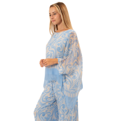 VERA MAY 2780-5 CELESTE BLUE ITALIAN SILK TOP