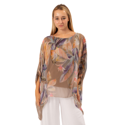 VERA MAY 2780-6 TAUPE ITALIAN SILK TOP