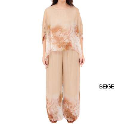 ITALIAN SILK TOP+ PANT SET(N)