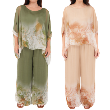 ITALIAN SILK TOP+ PANT SET(N)