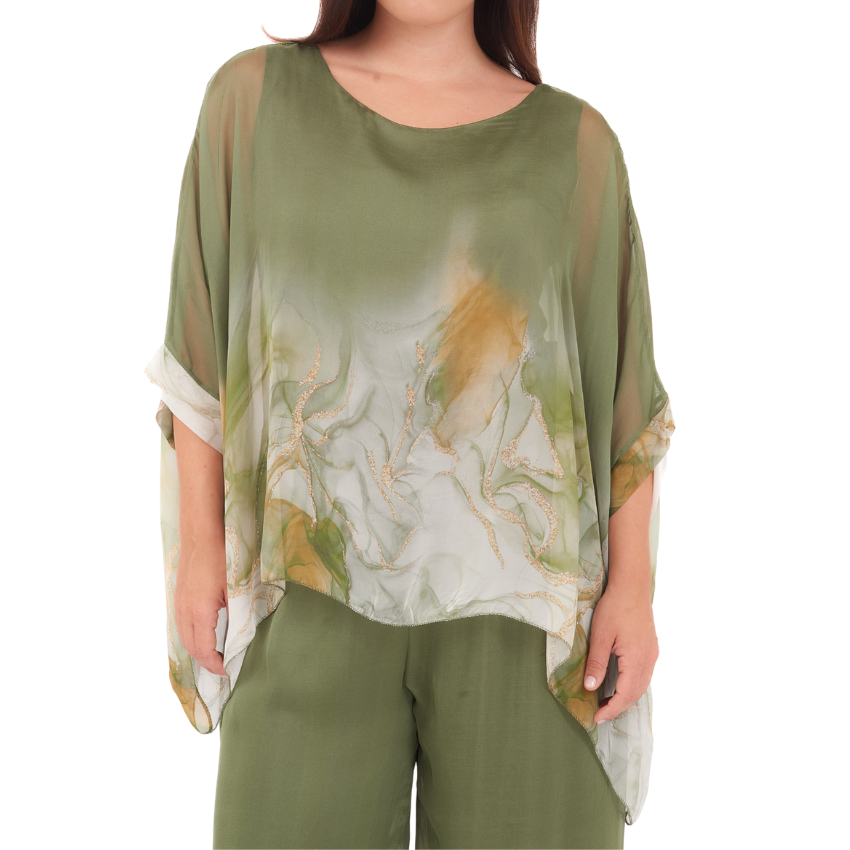 ITALIAN SILK TOP+ PANT SET(N)