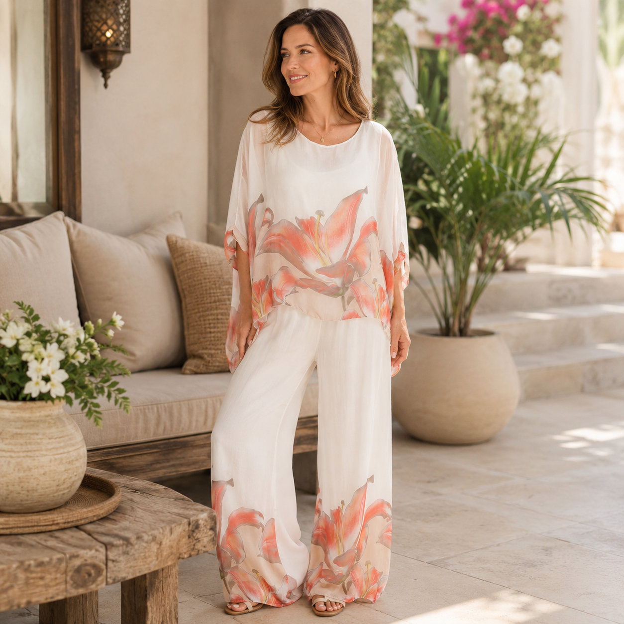 ITALIAN SILK TOP+ PANT SET (S)