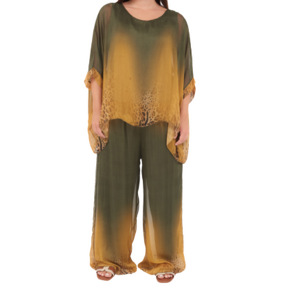 278076/ 803077 KHAKI ITALIAN SILK SET