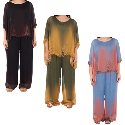 ITALIAN SILK TOP+ PANT SET (N)