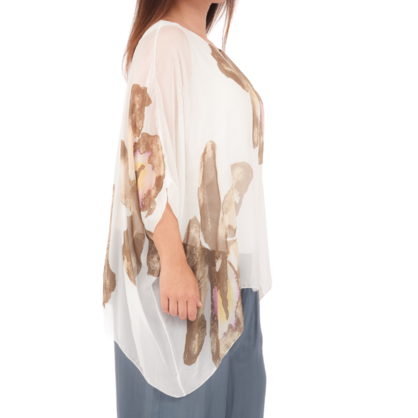 278078 Beige Vera May Italian Silk Top