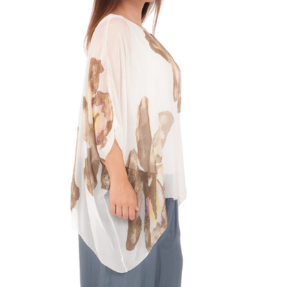 278078 Beige Vera May Italian Silk Top