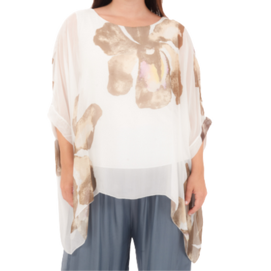 278078 Beige Vera May Italian Silk Top