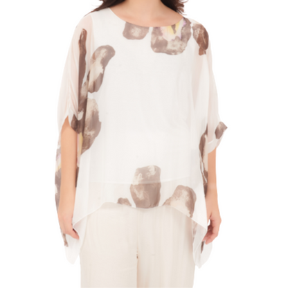 278078 Fango Vera May Italian Silk Top