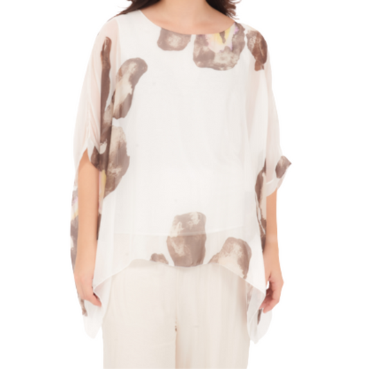 278078 Fango Vera May Italian Silk Top