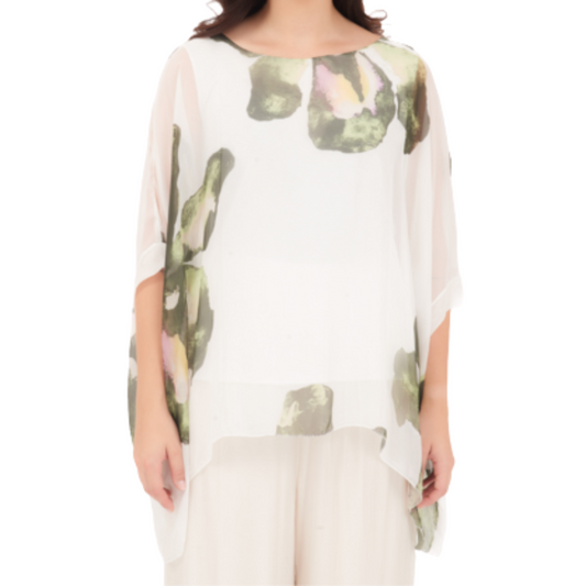 278078 Militare Vera May Italian Silk Top