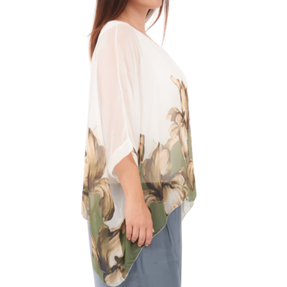 278079 Militare Vera May Italian Silk Top