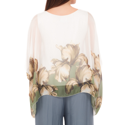 278079 Militare Vera May Italian Silk Top