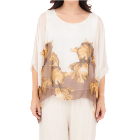 278079 Chocolate Vera May Italian Silk Top
