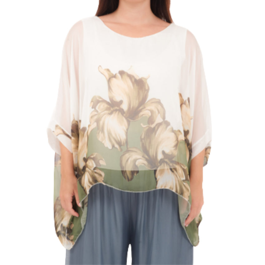 278079 Militare Vera May Italian Silk Top