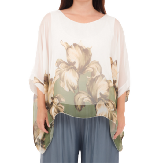 278079 Militare Vera May Italian Silk Top