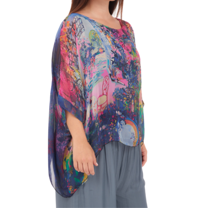 278080 Blue Vera May Italian Silk Top