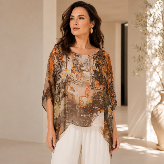278080 Beige Vera May Italian Silk Top