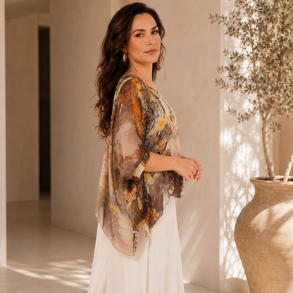 278080 Beige Vera May Italian Silk Top