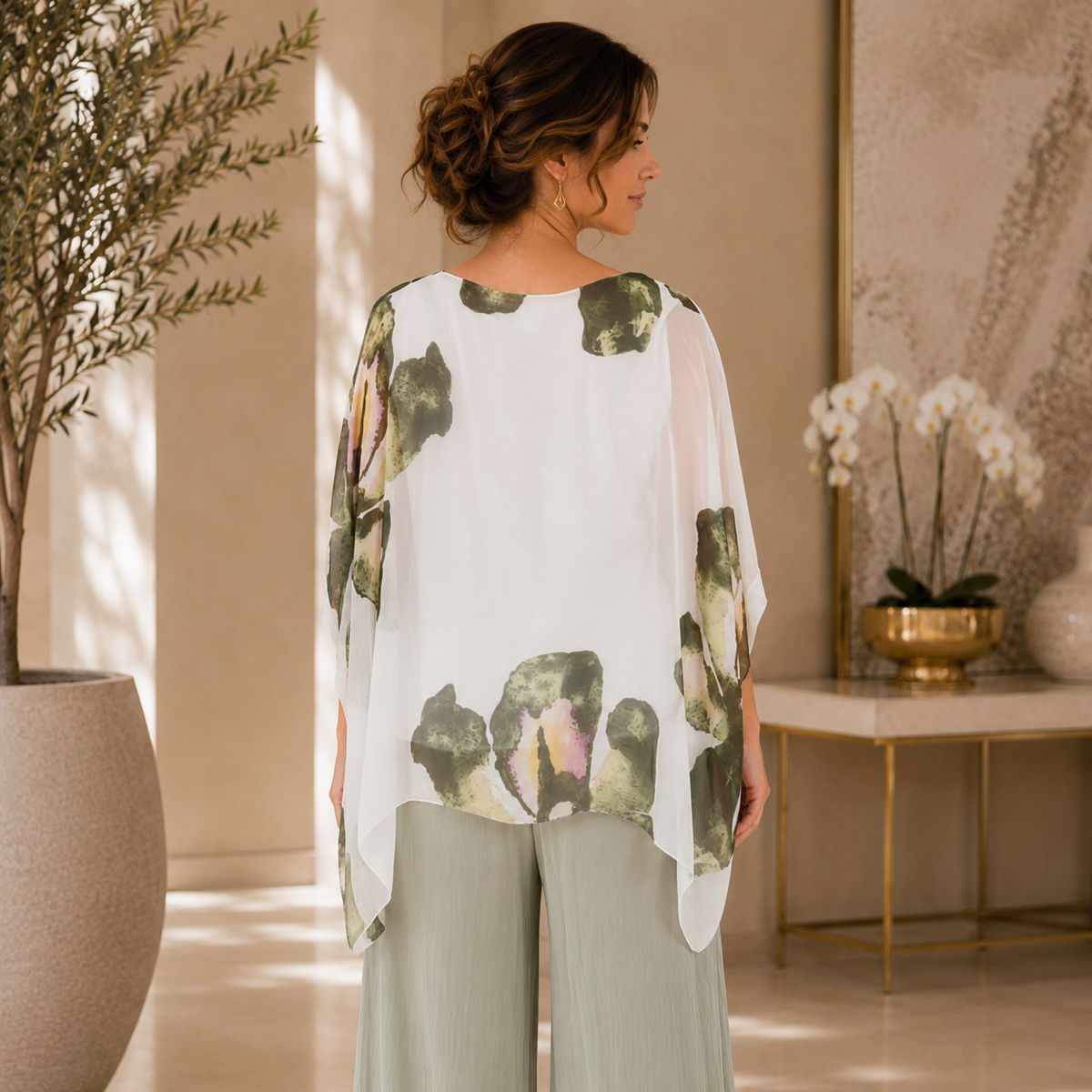 278078 Militare Vera May Italian Silk Top